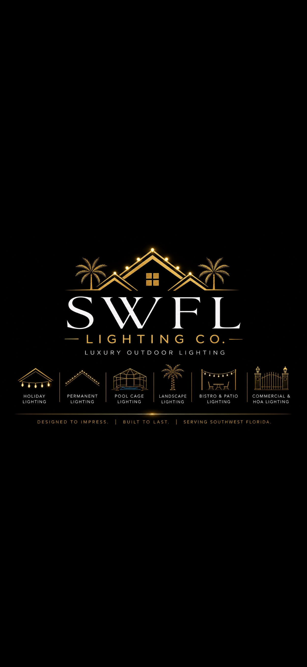 SWFL Lighting Co. luxury outdoor lighting logo and specialties